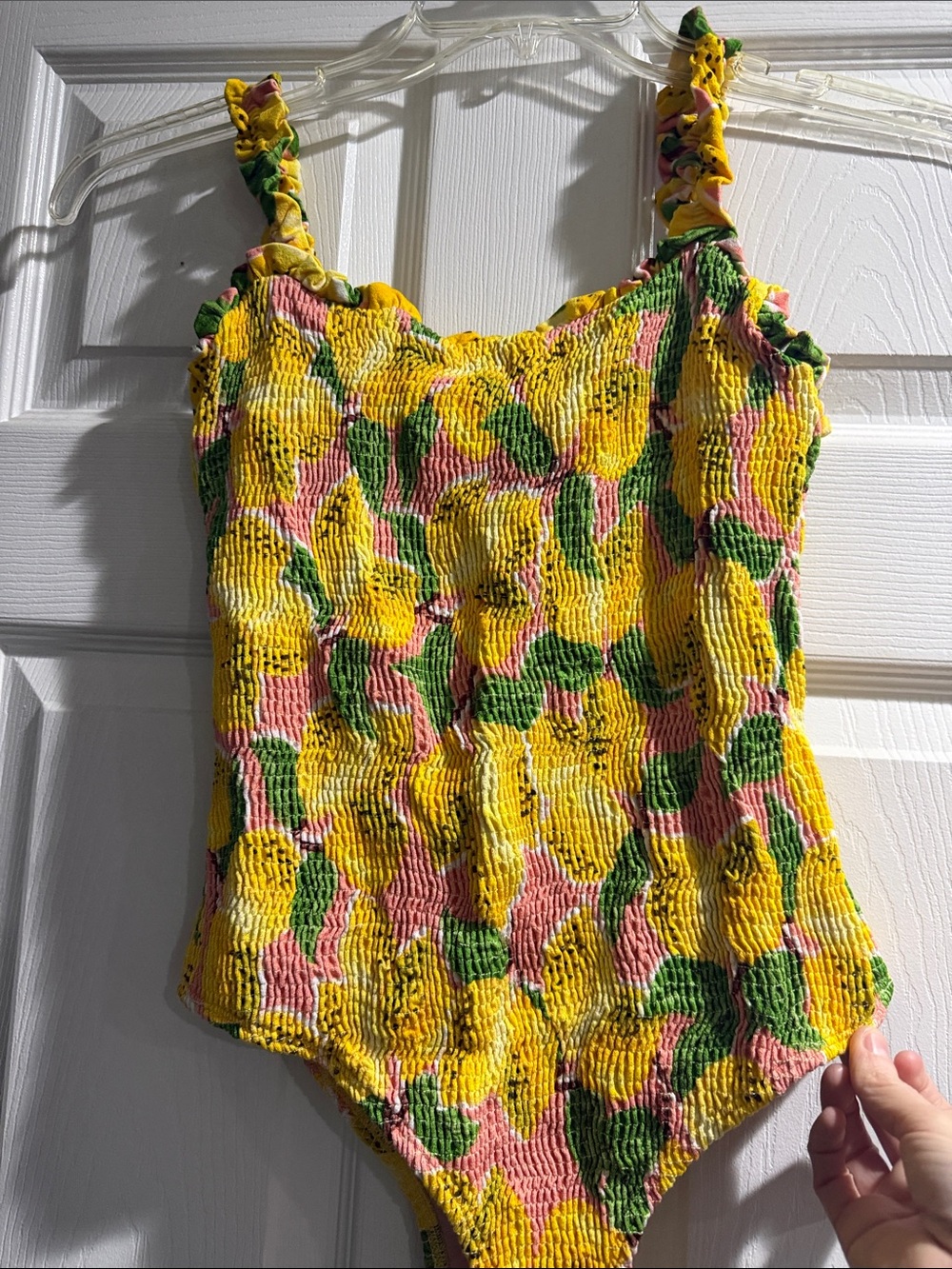 Lemon flower leaves smocked Farm Rio Body Suit
